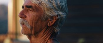 Movie still from “The Hero” (2017), directed by Brett Haley – An older man with white hair is looking into the distance; Close Up shot, Low angle