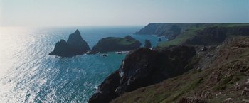 Movie still from “The Hitchhiker's Guide to the Galaxy” (2005), directed by Garth Jennings – A body of water that has some water in it; Extreme Wide shot, High angle