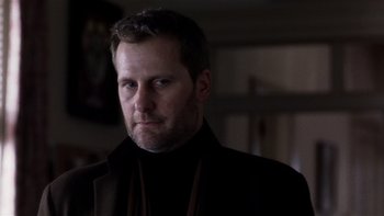 Movie still from “The Hours” (2002), directed by Stephen Daldry – A person wearing a jacket; Close Up shot, Low angle