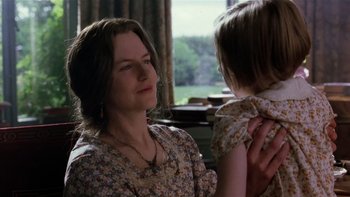 Movie still from “The Hours” (2002), directed by Stephen Daldry – A woman and a child looking at each other; Close Up shot, Over the shoulder angle