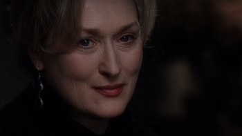Movie still from “The Hours” (2002), directed by Stephen Daldry – A woman's face in the dark; Close Up shot, Over the shoulder angle