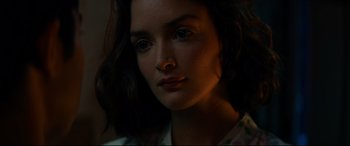 Movie still from “The Hundred-Foot Journey” (2014), directed by Lasse Hallström – A woman's face in the dark; Close Up shot, Low angle