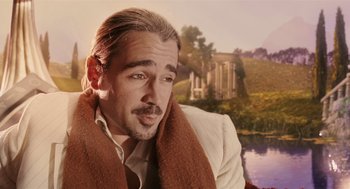 Movie still from “The Imaginarium of Doctor Parnassus” (2009), directed by Terry Gilliam – A person wearing a scarf; Close Up shot, Over the shoulder angle