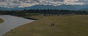 Movie still from “Prey” (2022), directed by Dan Trachtenberg – Extreme Wide shot, High angle