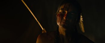 Movie still from “Prey” (2022), directed by Dan Trachtenberg – Close Up shot, Over the shoulder angle