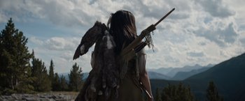 Movie still from “Prey” (2022), directed by Dan Trachtenberg – Medium shot, Low angle