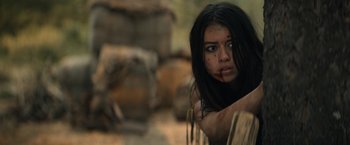 Movie still from “Prey” (2022), directed by Dan Trachtenberg – Close Up shot, High angle