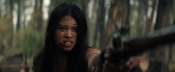 Movie still from “Prey” (2022), directed by Dan Trachtenberg – Close Up shot, Low angle