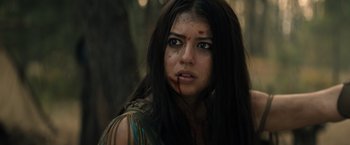 Movie still from “Prey” (2022), directed by Dan Trachtenberg – Close Up shot, Over the shoulder angle