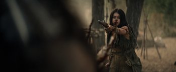 Movie still from “Prey” (2022), directed by Dan Trachtenberg – Medium shot, Over the shoulder angle