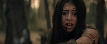 Movie still from “Prey” (2022), directed by Dan Trachtenberg – Close Up shot, Over the shoulder angle