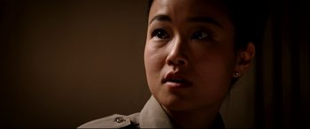 Movie still from “The Interview” (2014), directed by Evan Goldberg – A person wearing a uniform; Close Up shot, Low angle