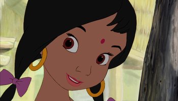 Movie still from “The Jungle Book” (1967), directed by Wolfgang Reitherman – A woman's face in a cartoon style; Close Up shot, Over the shoulder angle