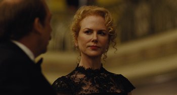 Movie still from “The Killing of a Sacred Deer” (2017), directed by Yorgos Lanthimos – A person wearing a black dress; Close Up shot, Over the shoulder angle