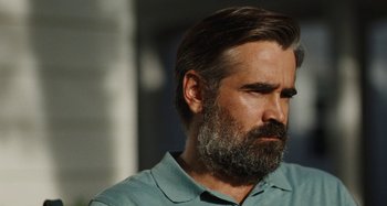 Movie still from “The Killing of a Sacred Deer” (2017), directed by Yorgos Lanthimos – A person with a beard; Close Up shot, Low angle