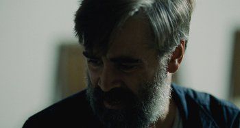 Movie still from “The Killing of a Sacred Deer” (2017), directed by Yorgos Lanthimos – A person with a beard; Close Up shot, Over the shoulder angle