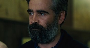 Movie still from “The Killing of a Sacred Deer” (2017), directed by Yorgos Lanthimos – A person with a beard; Close Up shot, Over the shoulder angle