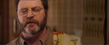 Movie still from “The Kings of Summer” (2013), directed by Jordan Vogt-Roberts – A person wearing glasses; Close Up shot, Over the shoulder angle