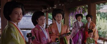 Movie still from “The Last Samurai” (2003), directed by Edward Zwick – Two young women dressed in traditional japanese clothing; Medium shot, Low angle