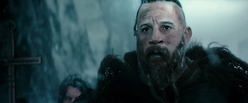 Movie still from “The Last Witch Hunter” (2015), directed by Breck Eisner – A person with a beard; Close Up shot, Low angle