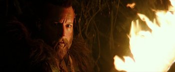 Movie still from “The Last Witch Hunter” (2015), directed by Breck Eisner – A person with a beard and long hair; Close Up shot, Over the shoulder angle