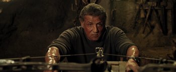 Movie still from “Rambo: Last Blood” (2019), directed by Adrian Grunberg – Sylvester stallone in the expendables 2; Close Up shot, Low angle