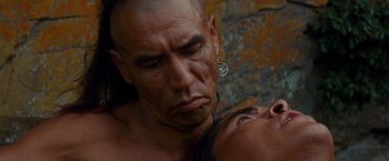 Movie still from “The Last of the Mohicans” (1992), directed by Michael Mann – A man and a woman's face; Close Up shot, Over the shoulder angle