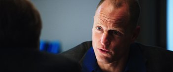 Movie still from “Rampart” (2011), directed by Oren Moverman – Close Up shot, Over the shoulder angle