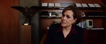 Movie still from “Rampart” (2011), directed by Oren Moverman – Close Up shot, Over the shoulder angle