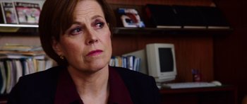 Movie still from “Rampart” (2011), directed by Oren Moverman – Close Up shot, Over the shoulder angle