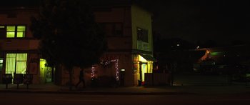 Movie still from “Rampart” (2011), directed by Oren Moverman – Extreme Wide shot, Low angle