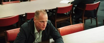 Movie still from “Rampart” (2011), directed by Oren Moverman – Medium shot, High angle