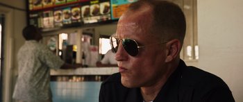 Movie still from “Rampart” (2011), directed by Oren Moverman – Close Up shot, Low angle