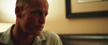 Movie still from “Rampart” (2011), directed by Oren Moverman – Close Up shot, Over the shoulder angle