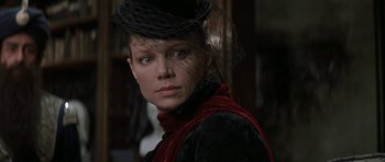 Movie still from “The League of Extraordinary Gentlemen” (2003), directed by Stephen Norrington – A person wearing a hat; Close Up shot, Over the shoulder angle