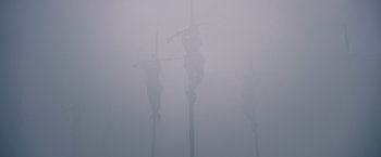 Movie still from “The Legend of Tarzan” (2016), directed by David Yates – A group of people standing in the middle of a foggy area; Extreme Wide shot, Low angle
