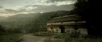 Movie still from “The Legend of Tarzan” (2016), directed by David Yates – An old house in the middle of the jungle; Extreme Wide shot, Low angle