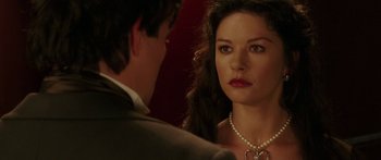 Movie still from “The Legend of Zorro” (2005), directed by Martin Campbell – A man and a woman looking at one another; Close Up shot, Over the shoulder angle