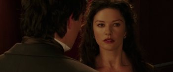 Movie still from “The Legend of Zorro” (2005), directed by Martin Campbell – A man and a woman looking at one another; Close Up shot, Over the shoulder angle