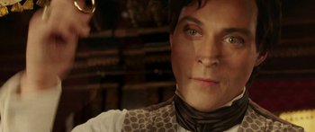 Movie still from “The Legend of Zorro” (2005), directed by Martin Campbell – A person wearing a tie; Close Up shot, Low angle