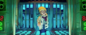 Movie still from “The Lego Batman Movie” (2017), directed by Chris McKay – A lego figure that is in a room; Medium shot, Low angle