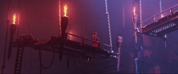 Movie still from “The Lego Movie 2: The Second Part” (2019), directed by Mike Mitchell – A lego figure sitting on top of a table; Extreme Wide shot, High angle