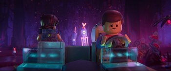 Movie still from “The Lego Movie 2: The Second Part” (2019), directed by Mike Mitchell – A scene from the lego movie; Wide shot, Over the shoulder angle