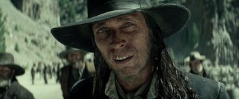 Movie still from “The Lone Ranger” (2013), directed by Gore Verbinski – A person wearing a hat; Close Up shot, Low angle