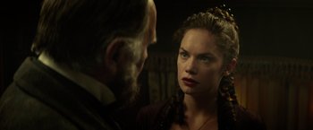 Movie still from “The Lone Ranger” (2013), directed by Gore Verbinski – A man and a woman looking at one another; Close Up shot, Over the shoulder angle