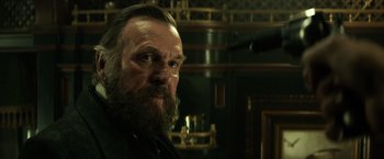 Movie still from “The Lone Ranger” (2013), directed by Gore Verbinski – A person with a beard; Close Up shot, Low angle