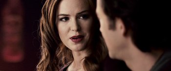 Movie still from “The Lookout” (2007), directed by Scott Frank – A woman's face as a man looks on; Close Up shot, Over the shoulder angle