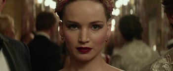 Movie still from “Red Sparrow” (2018), directed by Francis Lawrence – A person wearing a tiara; Close Up shot, Over the shoulder angle