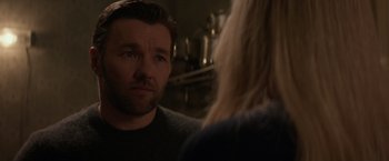 Movie still from “Red Sparrow” (2018), directed by Francis Lawrence – A man and a woman are looking at one another; Close Up shot, Over the shoulder angle