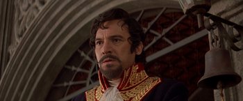 Movie still from “The Mask of Zorro” (1998), directed by Martin Campbell – A person with a beard; Close Up shot, Low angle